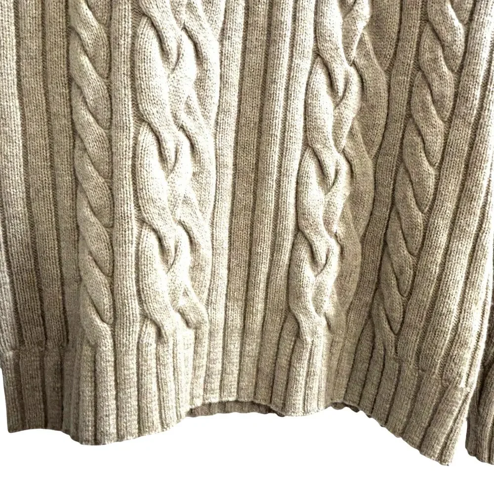 Banana Republic cable knit pullover sweater size M soft Italian beige wool blend
